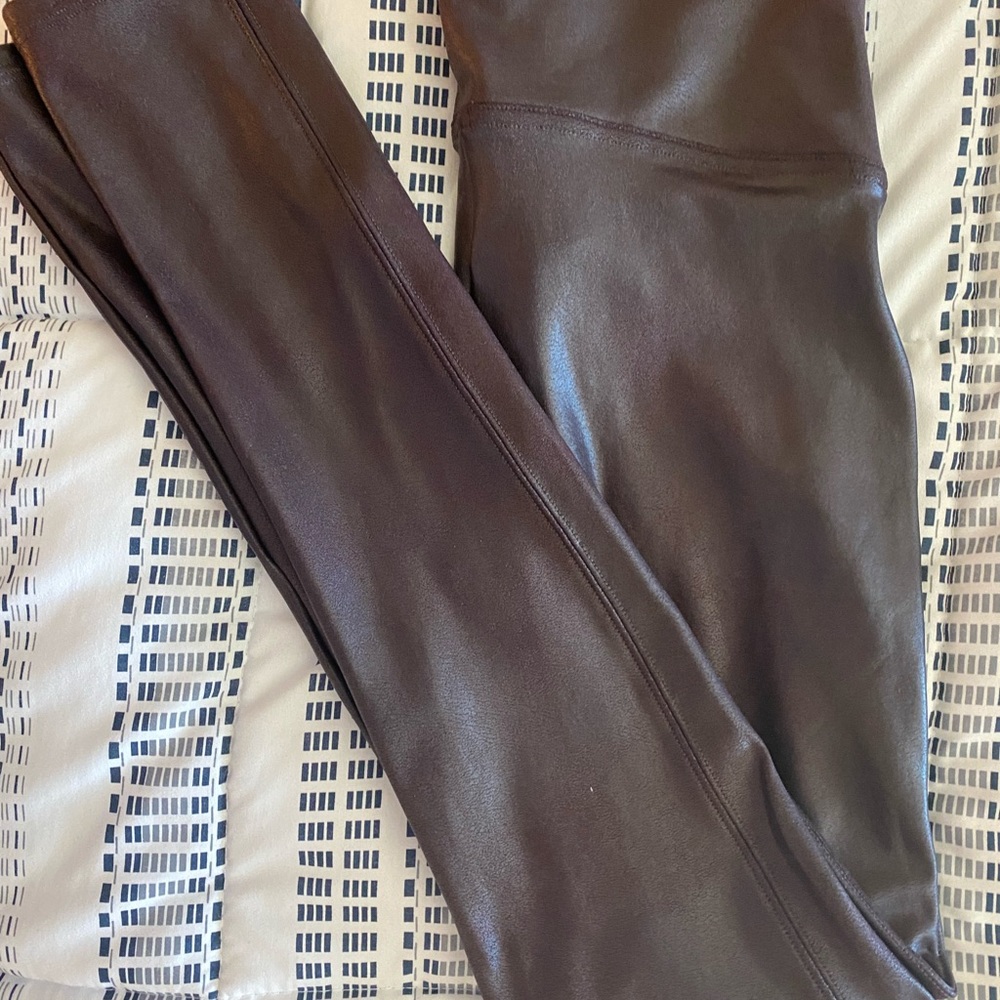 Spanx Wine Faux Leather Leggings